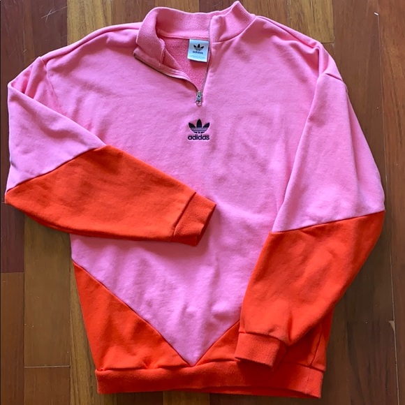 adidas Tops - XS adidas pullover quarter zip! Pink and orange